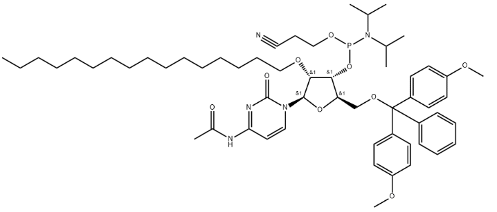 Structure of DMTr-2'-O-C16-rC(Ac)-3'-CE-Phosphoramidite CAS 2382942-38-1